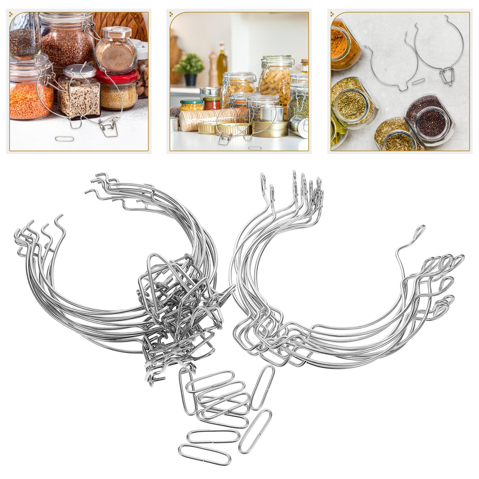 Food Storage Jars Airtight - 10 szt. stalowych zacisków sprężynowych do