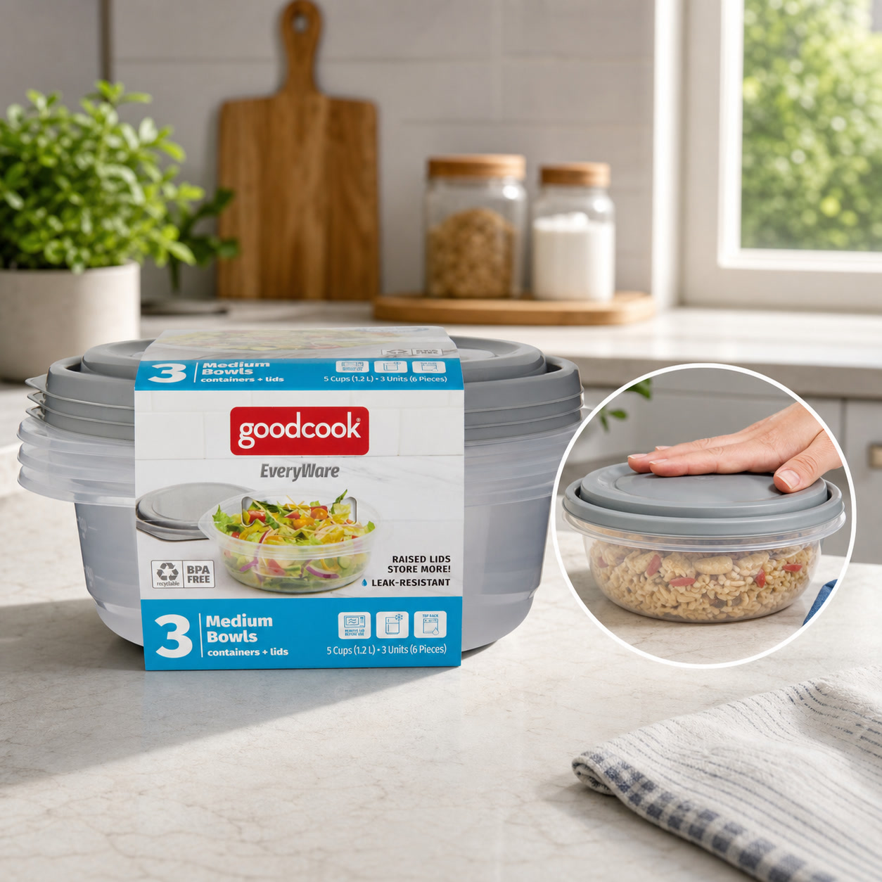 Food Storage Prep Containers - 6 sztuk okrągłych pojemników na żywność