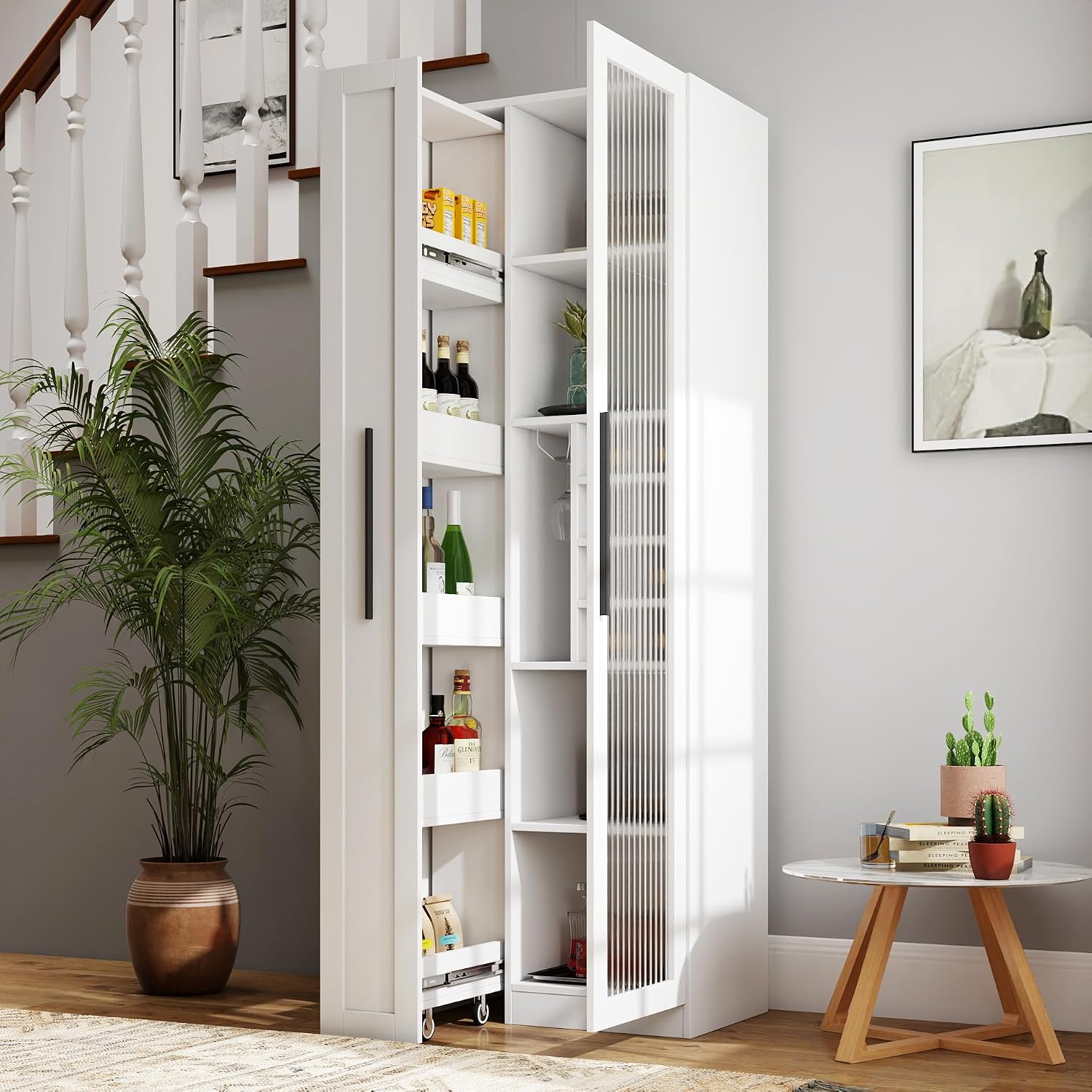 Food Storage Without Pantry - 71-calowa biała szafka kuchenna, szafka do