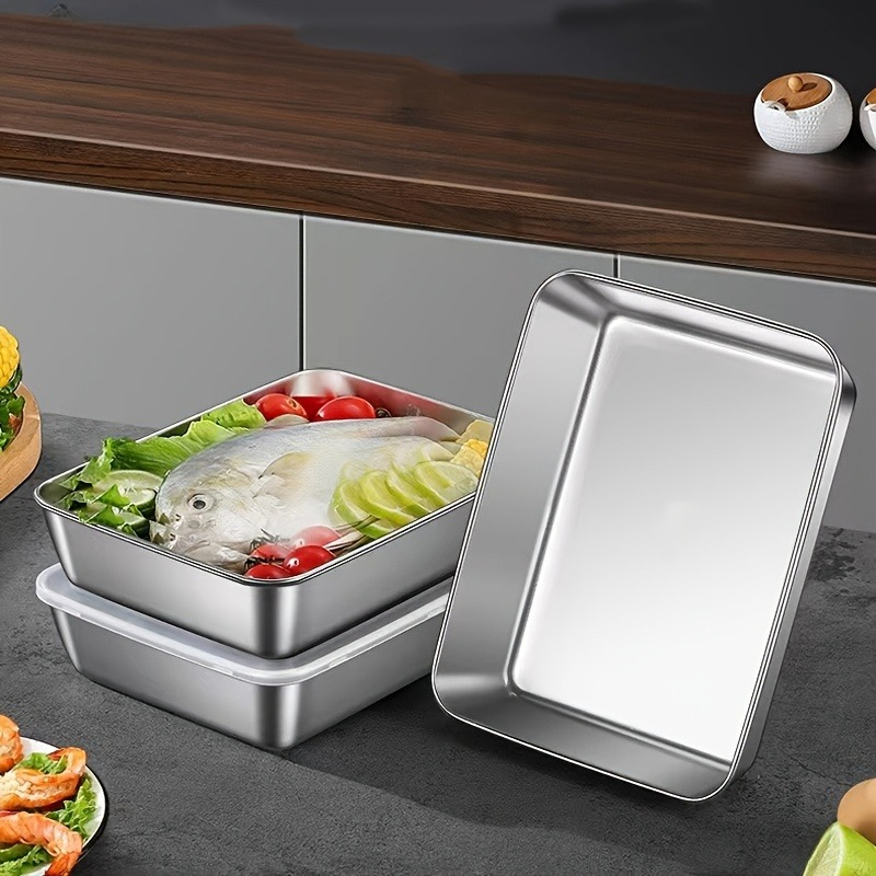 Stainless Lunch Box - 3/6 szt. Prostokątna pojemnik na żywność