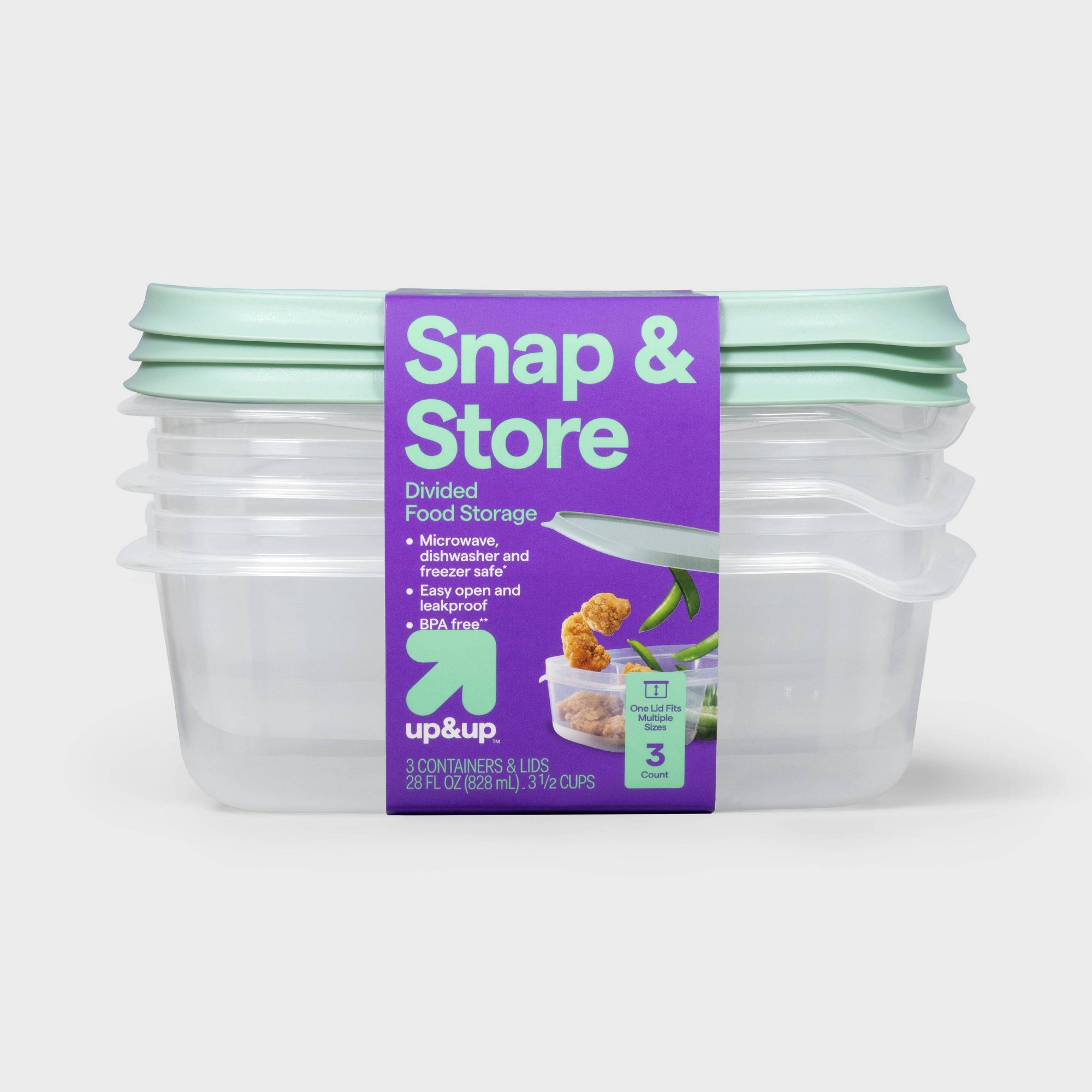 Food Storage Prep Containers - 3-częściowe przezroczyste plastikowe prostokątne pojemniki na