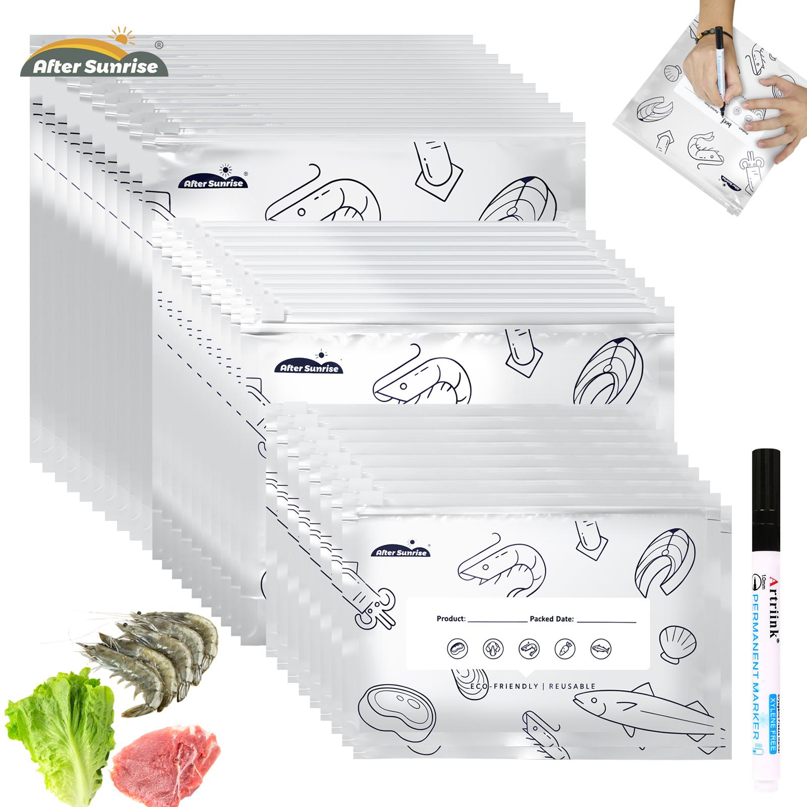 Food Storage Label - 【Żywność chłodzona】Wielorazowe, zamykane woreczki z folii