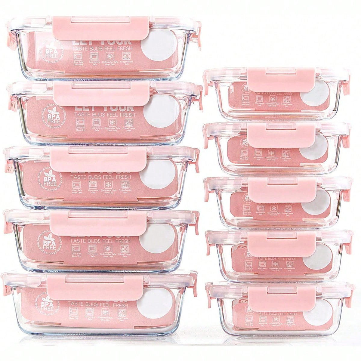 Food Storage Prep Containers - 10 sztuk szklanych pojemników do przygotowywania