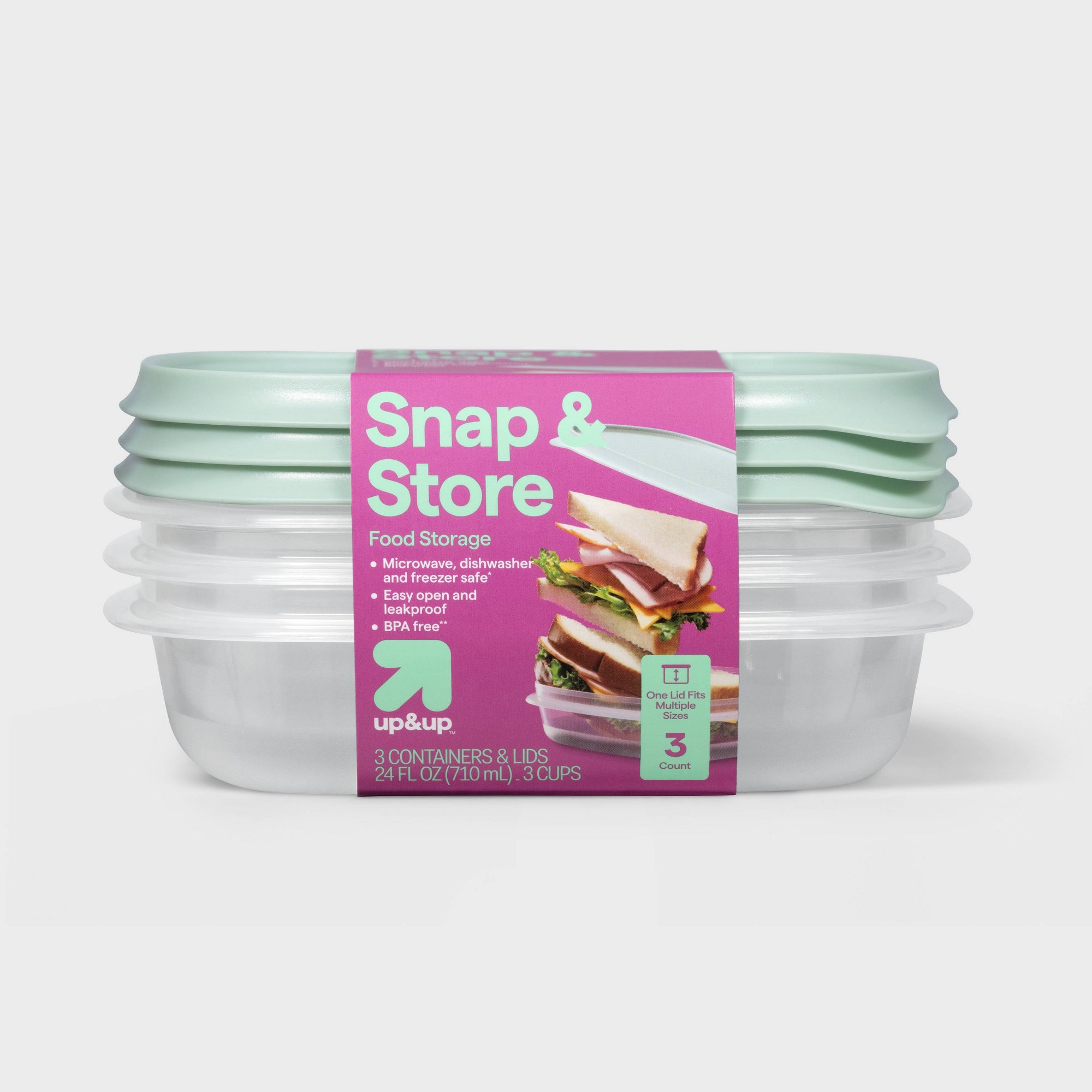 Food Storage Prep Containers - 3-częściowe kwadratowe pojemniki na żywność z