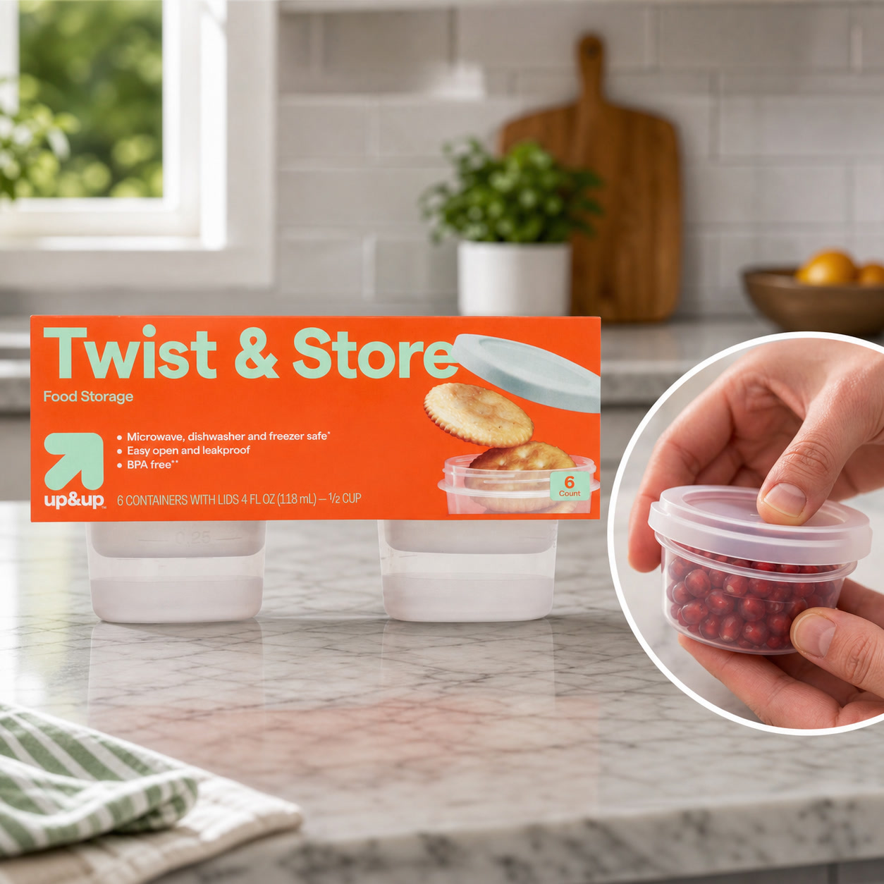 Food Storage Prep Containers - 6-częściowy zestaw okrągłych pojemników do przechowywania