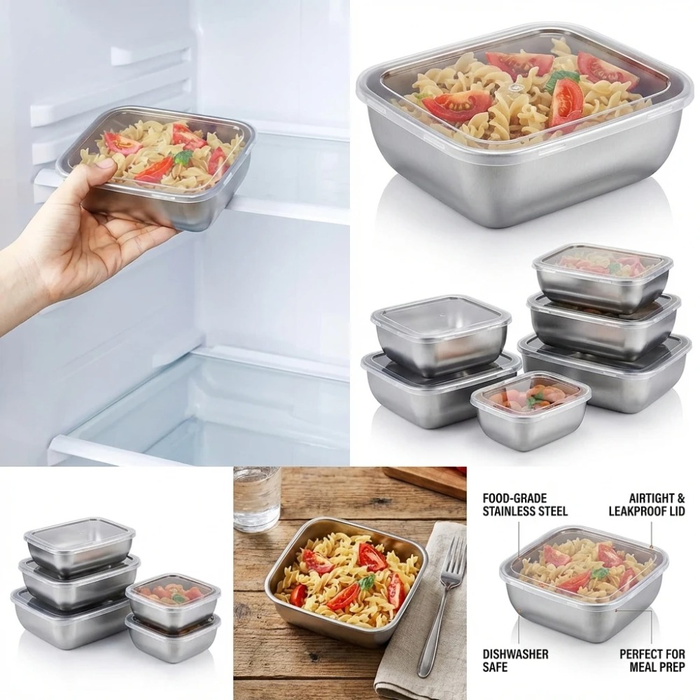 6 SZT. Pojemników na żywność z – Stainless Lunch Box recenzja i cena