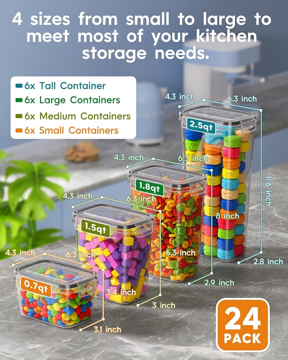 24 szt. Hermetyczne pojemniki  – Food Storage Label recenzja i cena
